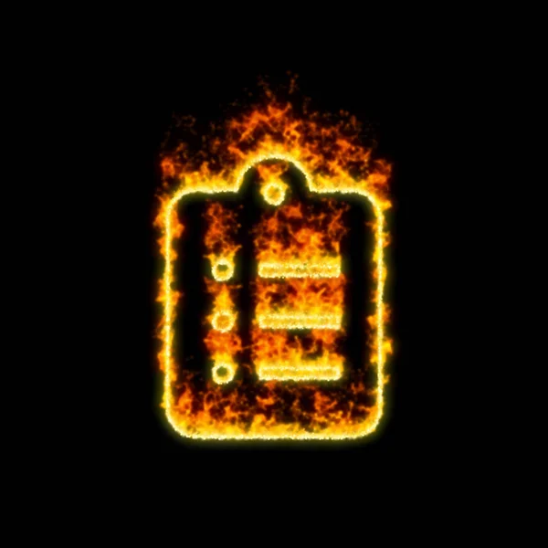 Die Symbol-Zwischenablage brennt in rotem Feuer — Stockfoto