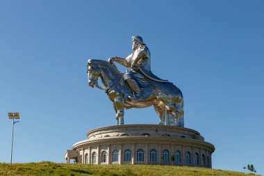 Moğolistan, Ulaanbaatar - 08 Ağustos 2018: Ge atlı heykeli
