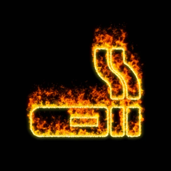 The symbol smoking burns in red fire — Stock Photo, Image