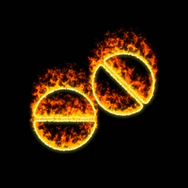 The symbol tablets burns in red fire — Stock Photo, Image