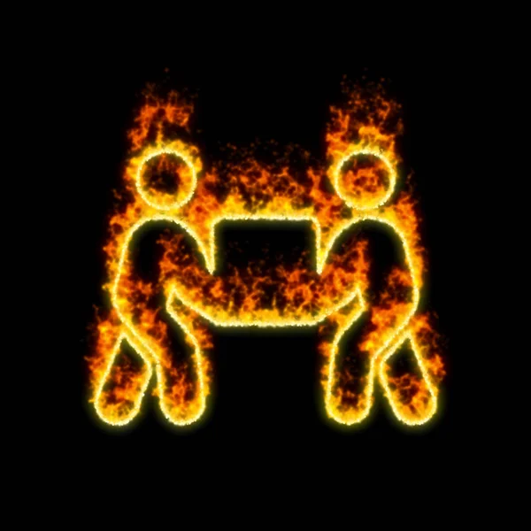 The symbol people carry burns in red fire — Stock Photo, Image
