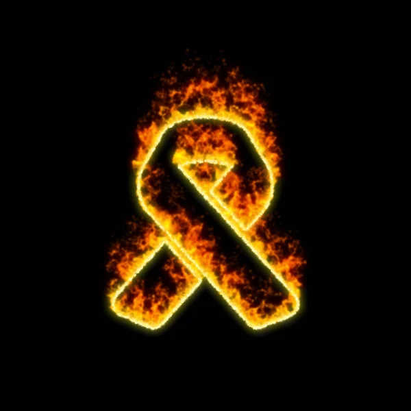 Sembol kurdele kırmızı ateşte yanıyor — Stok fotoğraf
