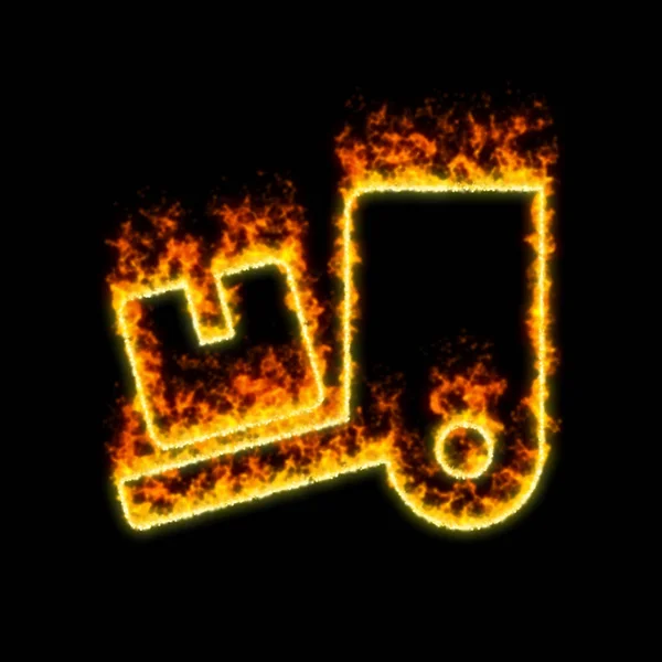 Il simbolo camion di carico brucia in fuoco rosso — Foto Stock