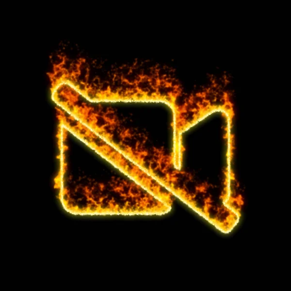 The symbol video slash burns in red fire