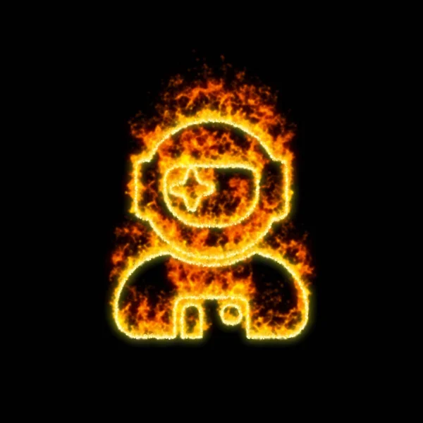 The symbol user astronaut burns in red fire