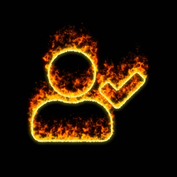 The symbol user check burns in red fire — Stock Photo, Image