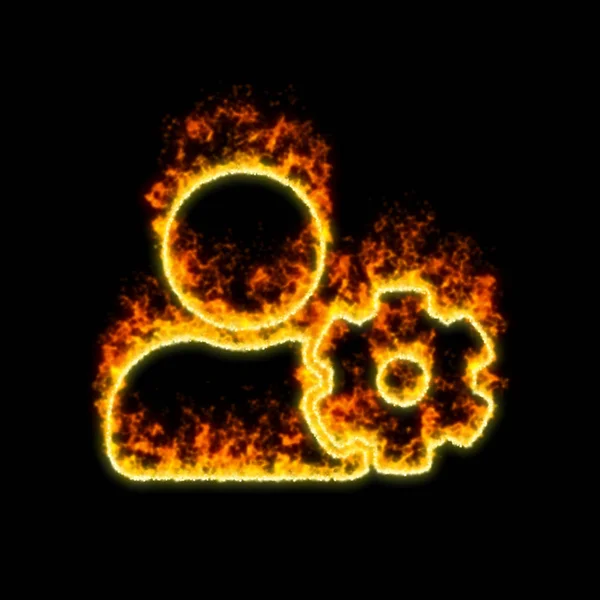 シンボルユーザーの歯車が赤い火で燃える — ストック写真