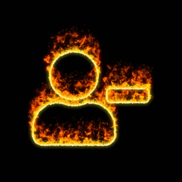 The symbol user minus burns in red fire