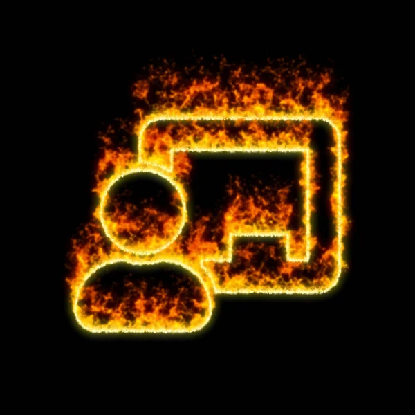O professor símbolo quadro-negro queima no fogo vermelho — Fotografia de Stock