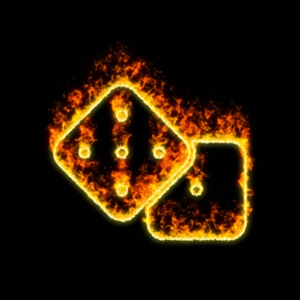 Die Symbolwürfel brennen in rotem Feuer — Stockfoto