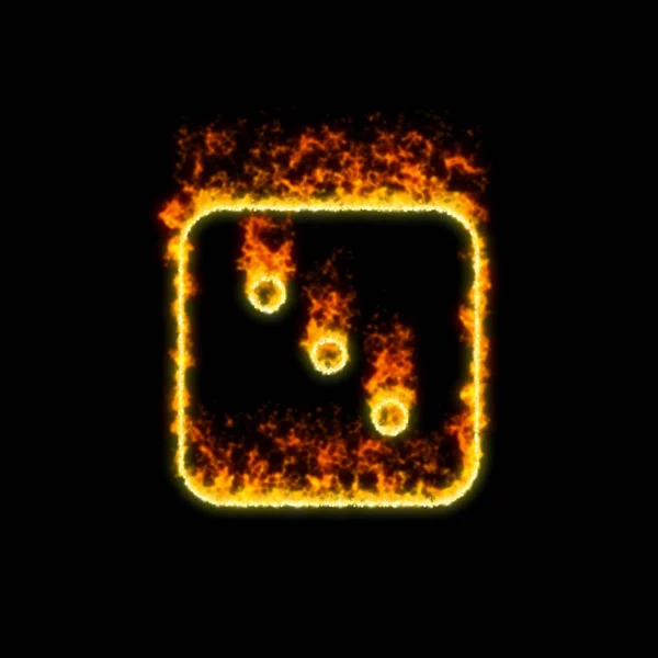 Symbolen tärning tre brinner i röd eld — Stockfoto