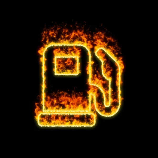 The symbol gas pump burns in red fire — Stock Photo, Image