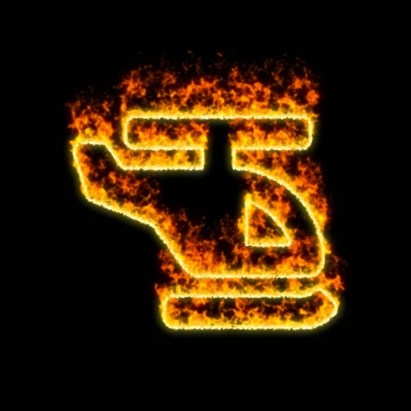 Символ вертолет горит в красном огне — стоковое фото