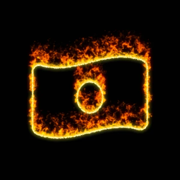 The symbol money bill wave burns in red fire — Stock Photo, Image
