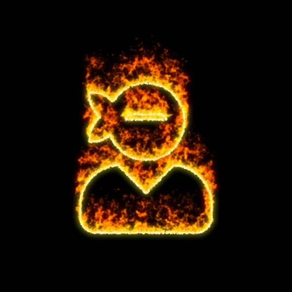 The symbol user ninja burns in red fire