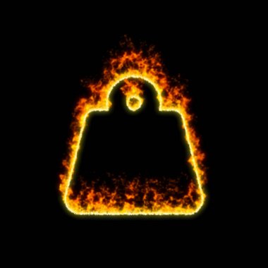 The symbol weight hanging burns in red fire  clipart