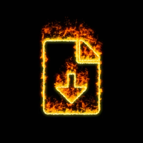 The symbol file download burns in red fire
