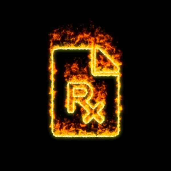 A prescrição de arquivo de símbolo queima no fogo vermelho — Fotografia de Stock