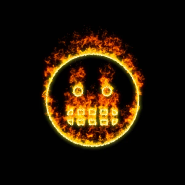 สัญลักษณ์ grimace เผาไหม้ในไฟแดง — ภาพถ่ายสต็อก