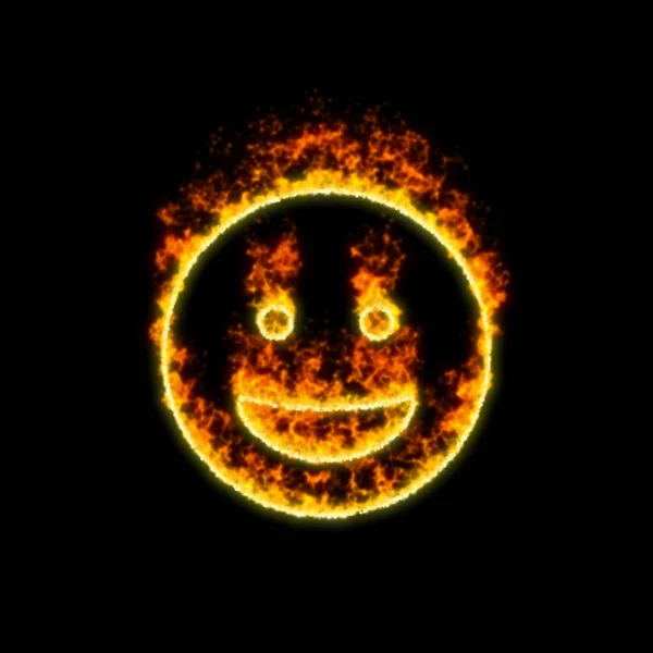 The symbol grin burns in red fire — Stock Photo, Image