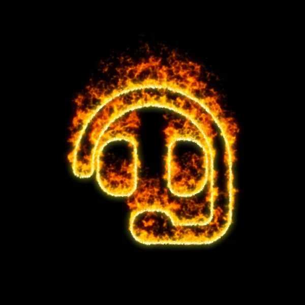 O fone de ouvido símbolo queima no fogo vermelho — Fotografia de Stock