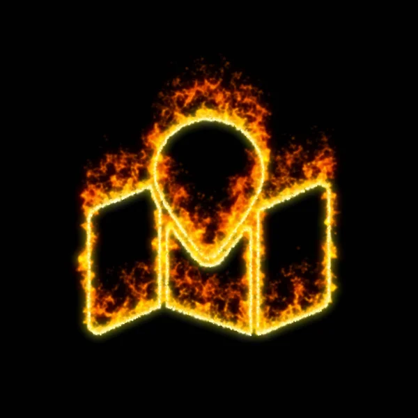The symbol map marked burns in red fire — Stock Photo, Image