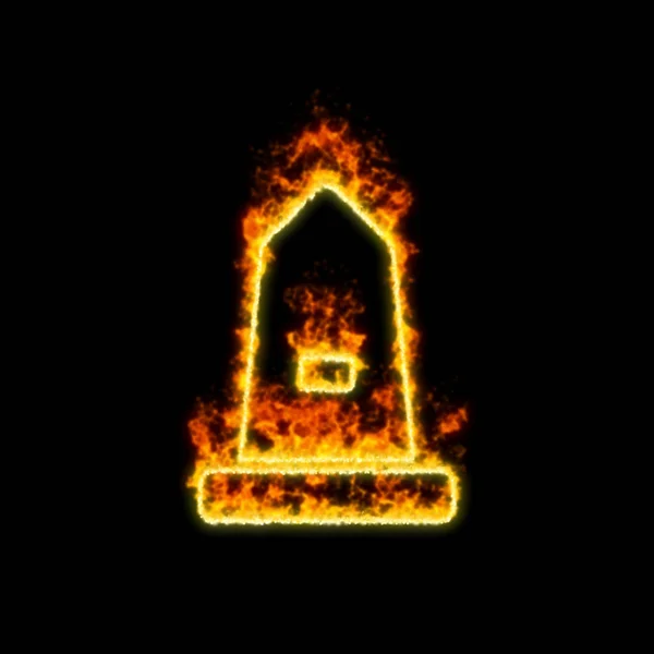 The symbol monument burns in red fire — Stock Photo, Image
