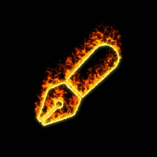 La pluma símbolo de fantasía quema en el fuego rojo — Foto de Stock