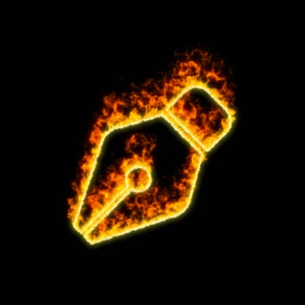 A szimbólum toll a piros tűz ég — Stock Fotó