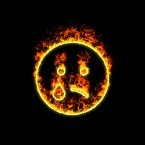 Het symbool trieste scheur brandt in rood vuur — Stockfoto