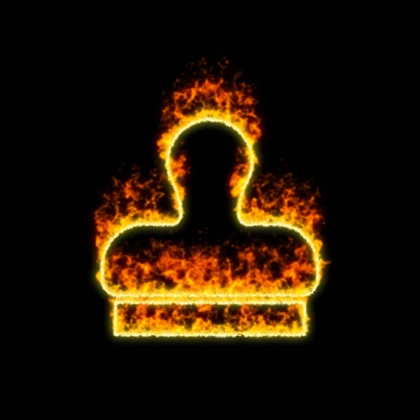 Het symbool stempel brandt in rood vuur — Stockfoto