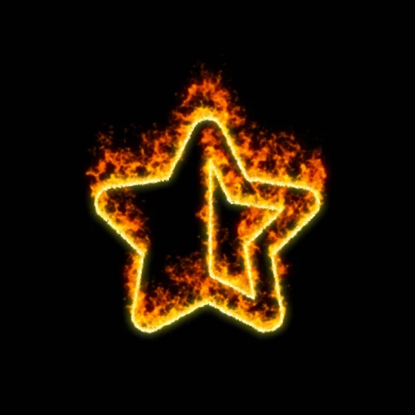 A estrela de símbolo metade queima no fogo vermelho — Fotografia de Stock