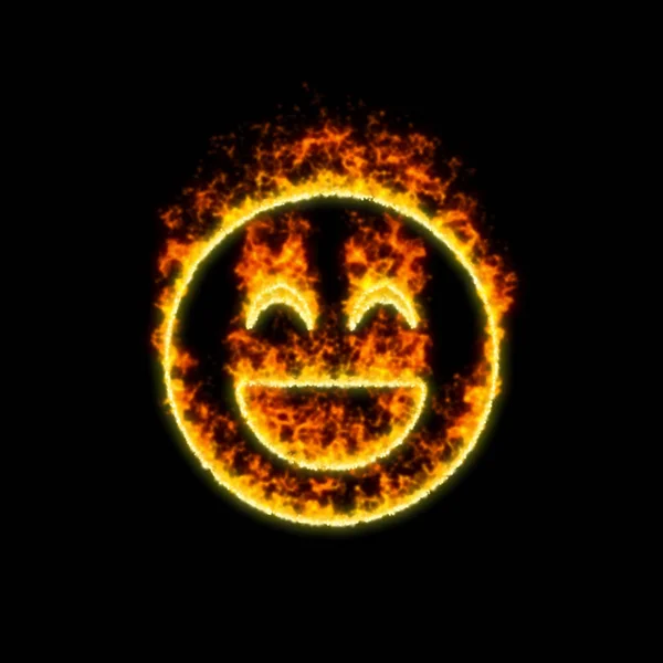 The symbol laugh beam burns in red fire — Stock Photo, Image