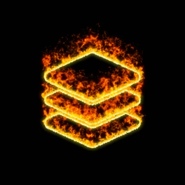 The symbol layer group burns in red fire — Stock Photo, Image