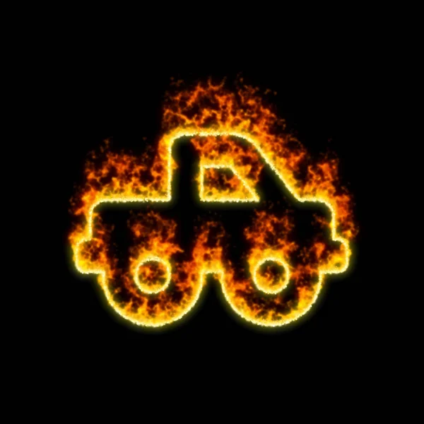 Der Symbol-Pickup brennt in rotem Feuer — Stockfoto