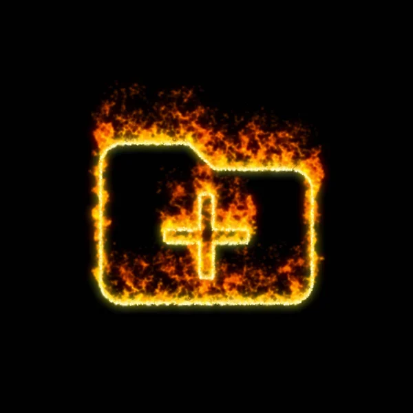A szimbólum mappát, valamint ég a piros tűz — Stock Fotó