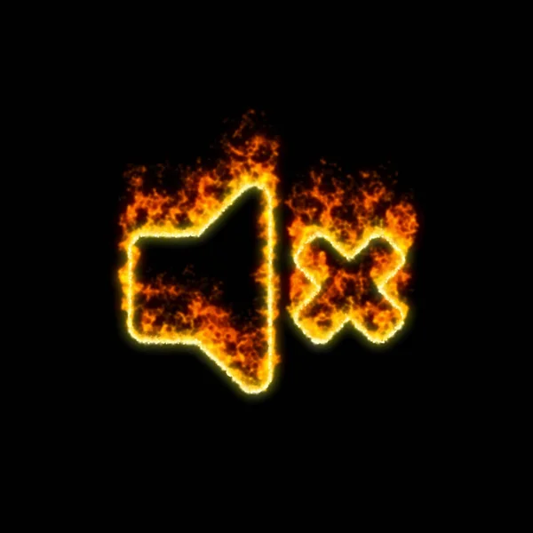 Il volume di simbolo muto brucia in fuoco rosso — Foto Stock