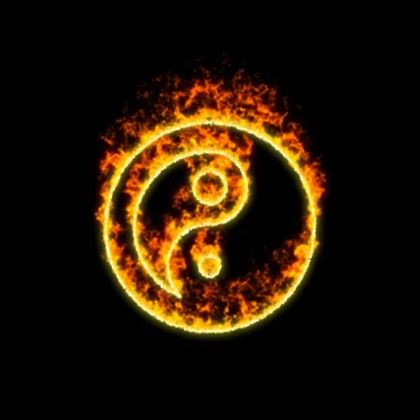 Символ Инь Янь горит в красном огне. — стоковое фото