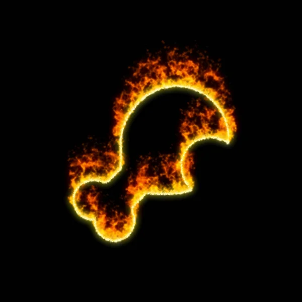 A mordida símbolo perna queima no fogo vermelho — Fotografia de Stock