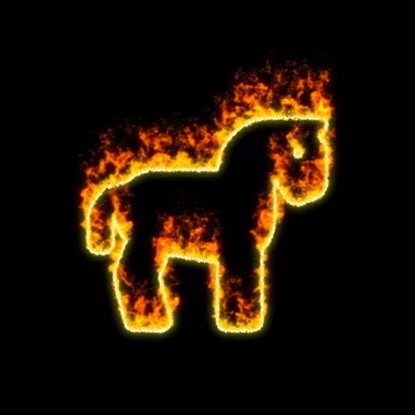 El símbolo caballo arde en fuego rojo —  Fotos de Stock