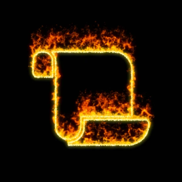 Het symbool scroll brandt in rood vuur — Stockfoto