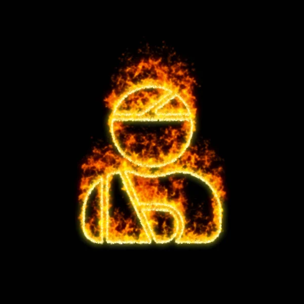 O usuário de símbolo ferido queima no fogo vermelho — Fotografia de Stock