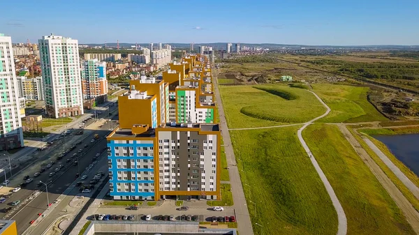 Neubauten Einem Neuen Gebiet Der Stadt Jekaterinburg Bau Von Häusern — Stockfoto