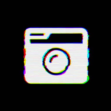 Sembol kamera retro kusurları vardır. Glitch ve şeritler 