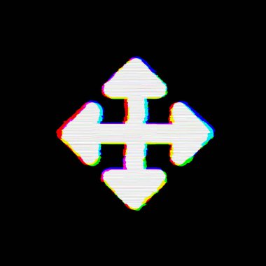 Sembol oklar aşağıda, sağ sol kusurları vardır. Glitch ve şeritler 