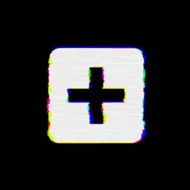 Sembol artı kare kusurları vardır. Glitch ve şeritler 