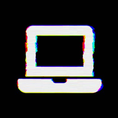 Sembol dizüstü bilgisayarın kusurları var. Glitch ve şeritler 