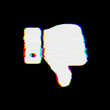 Sembol başparmak aşağı kusurları vardır. Glitch ve şeritler 