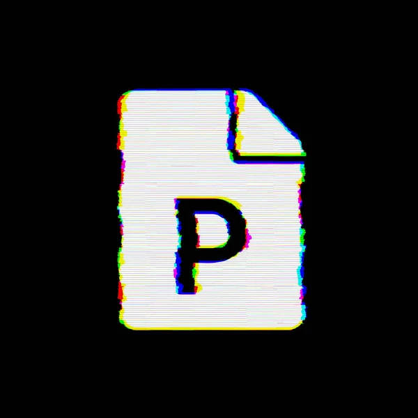 Symbol plik P ma wady. Glitch i paski — Zdjęcie stockowe