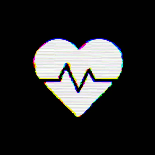 Symbol heartbeat has defects. Glitch and stripes — Stock Photo, Image